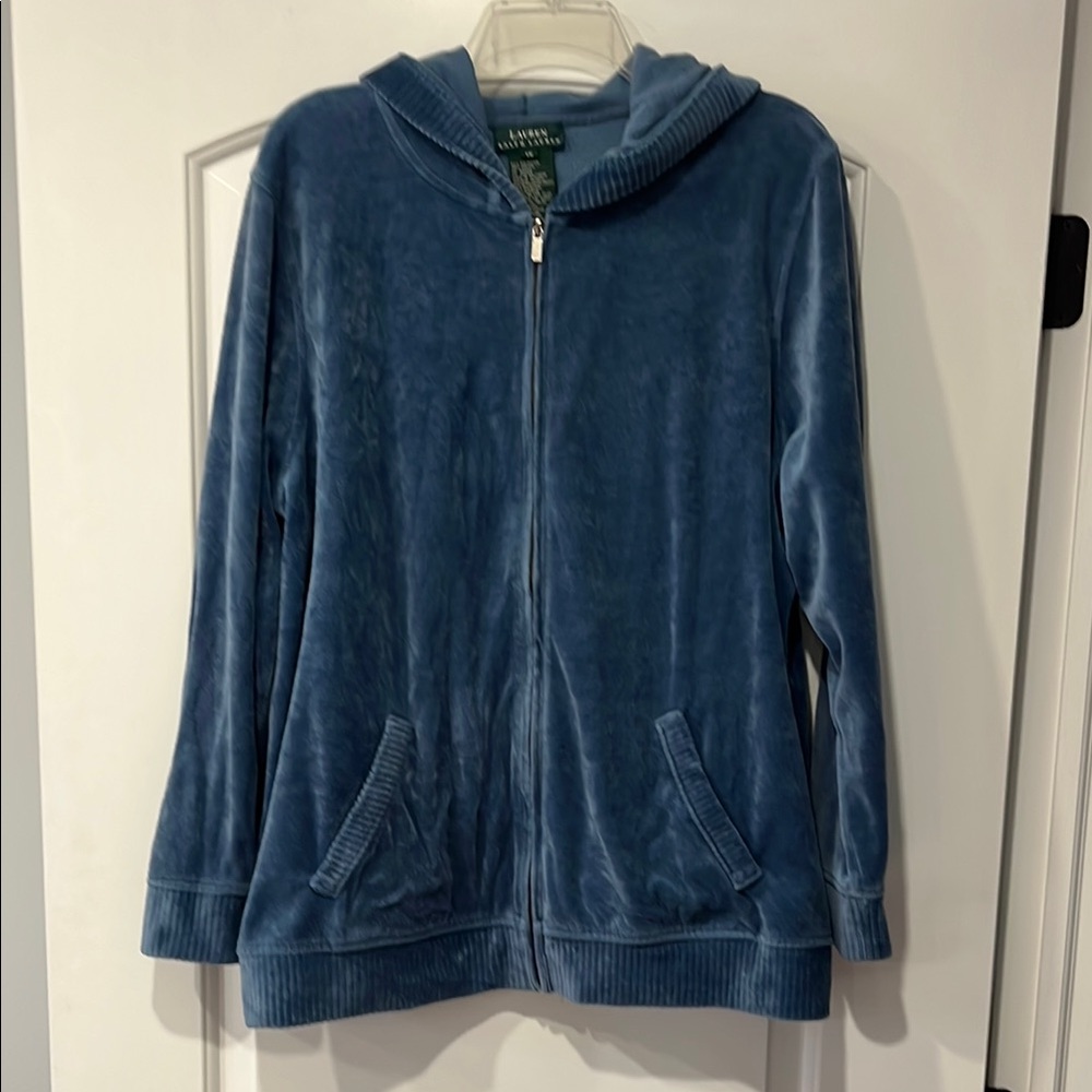 Blue Zip-Up RL Hooded Sweatshirt